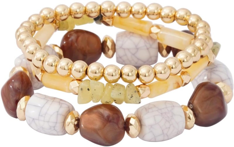 Aigrnc Boho Beaded Stretch Bracelets For Women Stackable Crystal Gold Plated Beaded Bracelets Set Trendy Handmade Friendship Braeclet Jewelry Gifts - Image 1